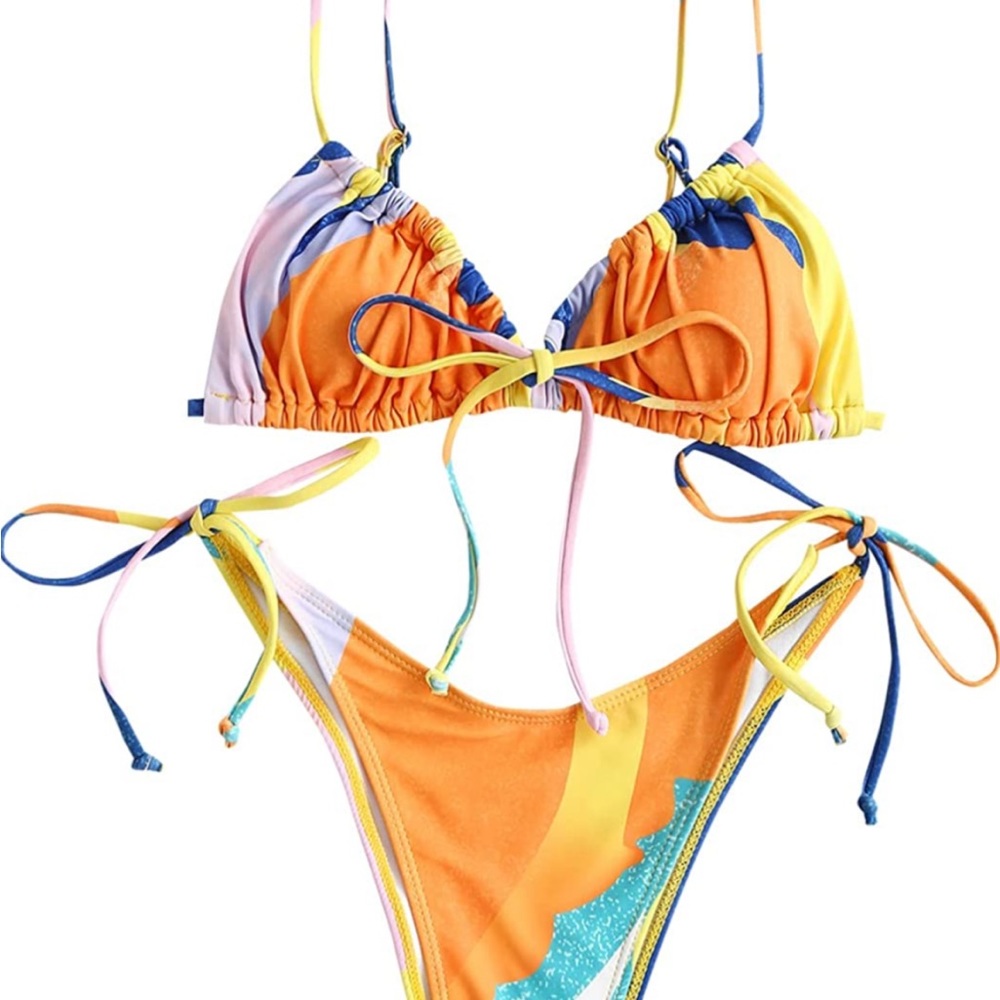 ZAFUL Womens High Cut Thong Bikini Set Swimsuits Cami String Sexy Bathing Suit